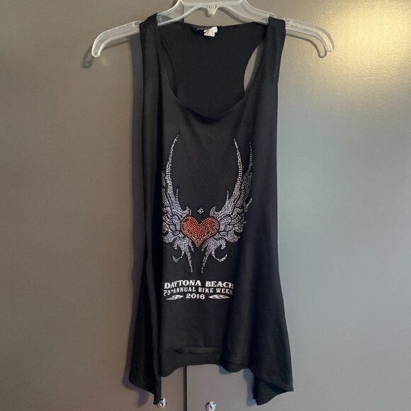 Harley-Davidson Black & Silver Tank Top Daytona Beach Bike Week 2016 Size Small - Picture 1 of 7
